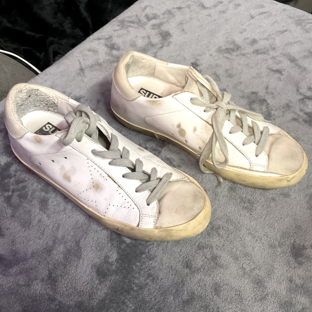 Golden Goose superstar White and Gray Sneakers Sz 37 Women’s 6 Distressed Luxe